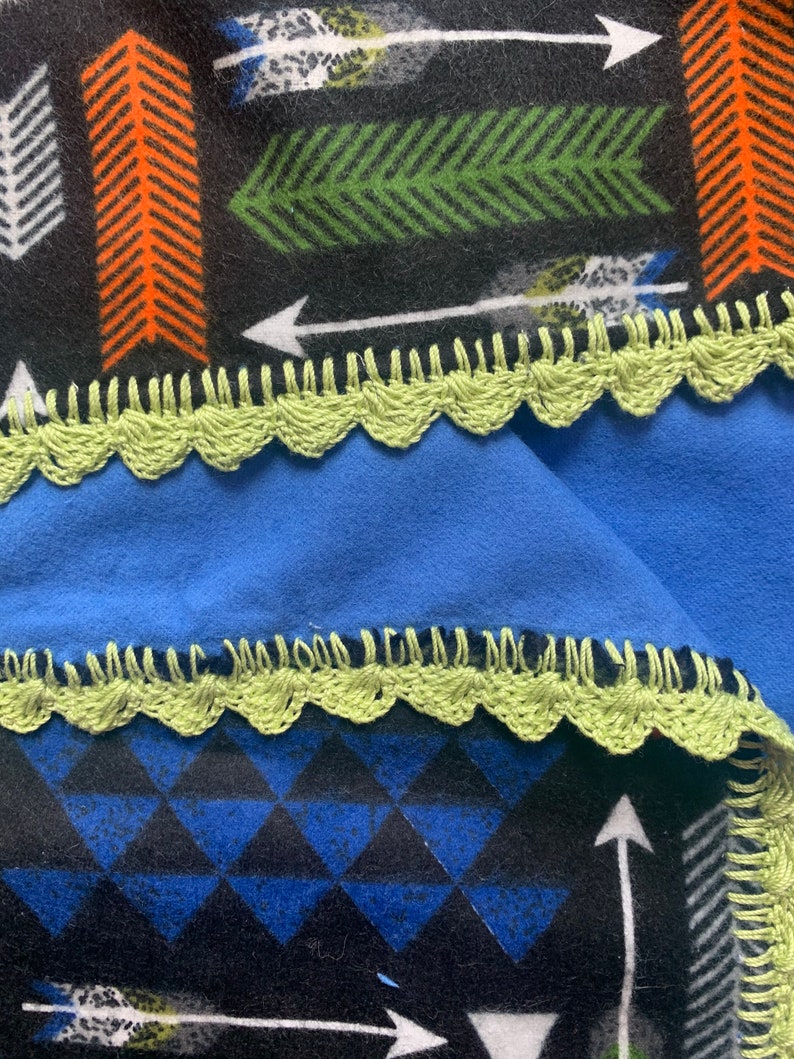 Blue and Green Blanket Etsy