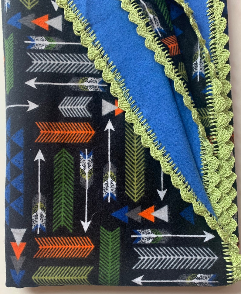 Blue and Green Blanket Etsy