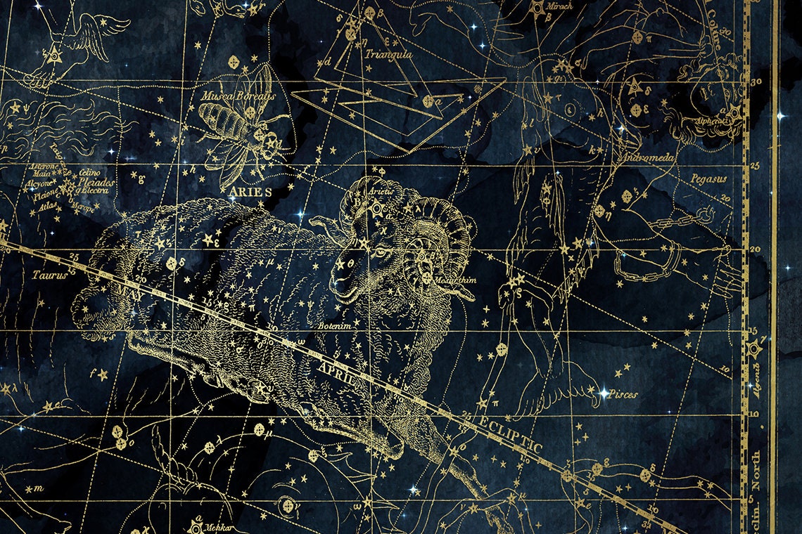 199 Year Old Zodiac Atlas Maps, 30 Digital Papers, Astrology, Celestial