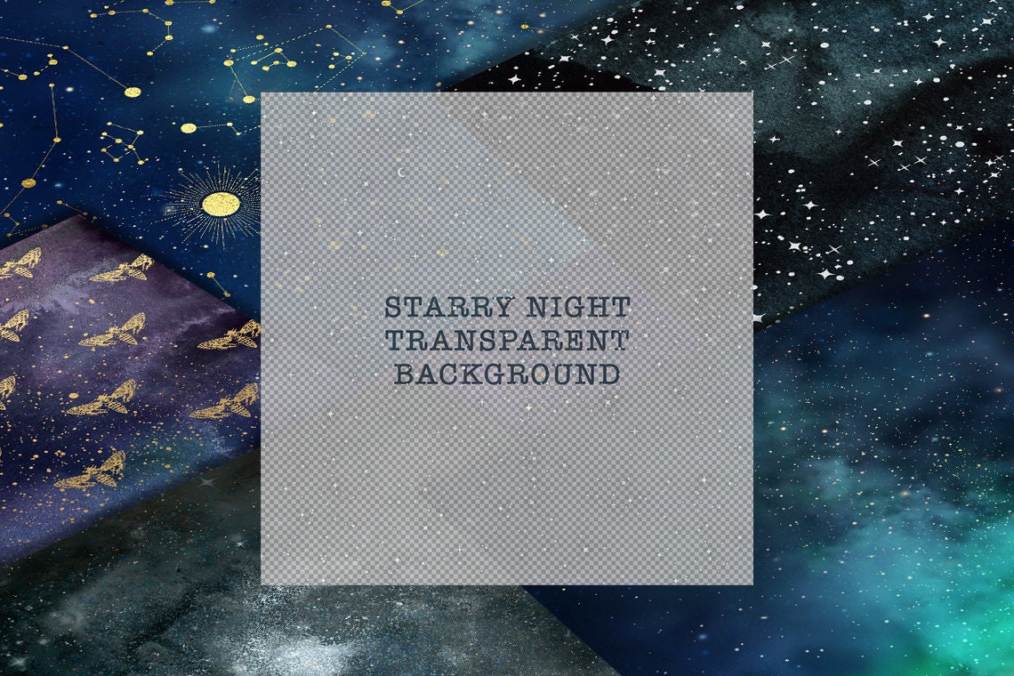 Celestial Starry Night Digital Papers, Cosmic Galaxy Background, Star ...