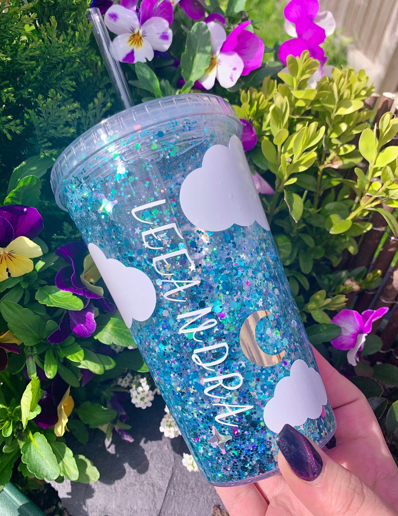 Custom Made to Order Moving Glitter Snowglobe Cold Cup Etsy