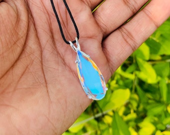 Angel Aura Quartz Pendant, 10k Solid Yellow Gold Pendant, Teardrop Angel Aura Quartz, Handmade Pendant, Designer Pendant, Daily Wear