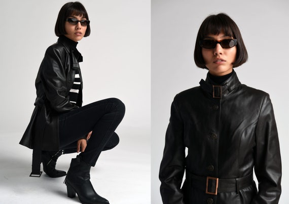 Dark Brown Leather Trenchcoat, '90s Vintage Leathe