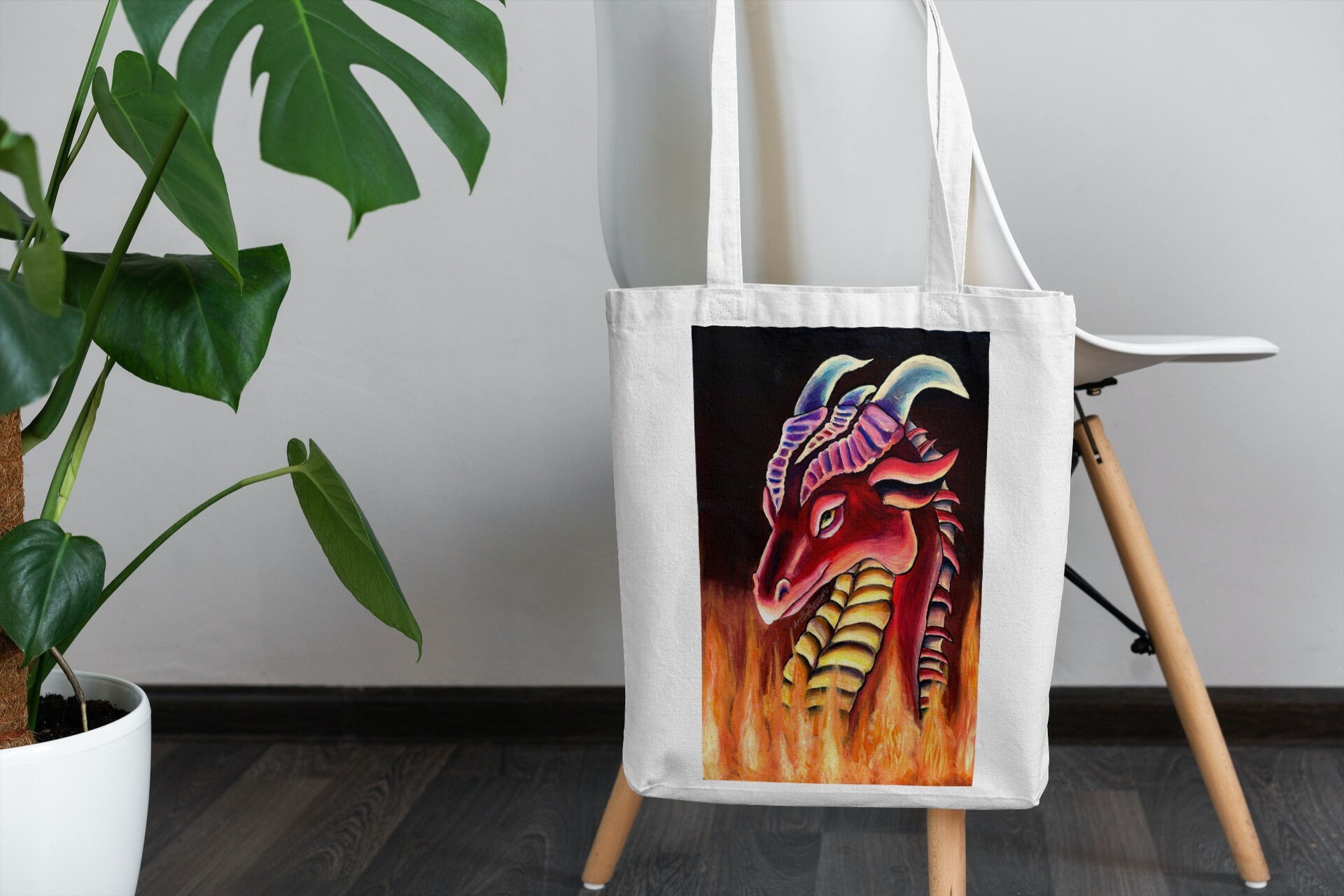 Dragon Tote Bag Dragon Bag Dragon Accessories Dragon Print Etsy