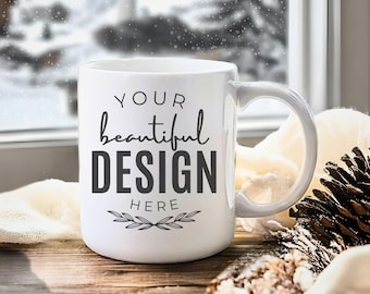 Keramikbecher Mockup / 11 oz Weißbecher Mockup / Digitales JPEG Bild / SVG Becher Mockup / Stock Fotografie