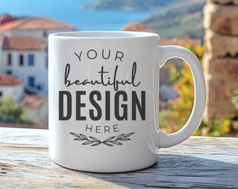 Weiße Keramiktasse Mockup / 11 oz Tasse Mockup / Digitales JPEG Bild / SVG Tasse Mockup / Stock Fotografie