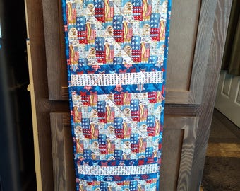 Stars and Stripes Patriotic Homemade Quilted Table runner