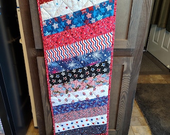 Stars and Stripes Patriotic Homemade Quilted Table runner