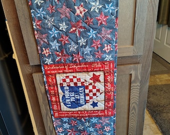Stars and Stripes Patriotic Homemade Quilted Table runner
