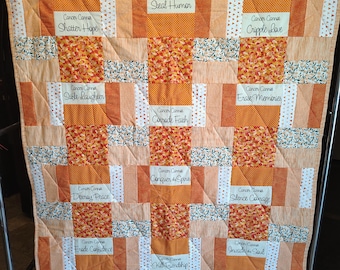 What Cancer Cannot Do homemade orange throw quilt