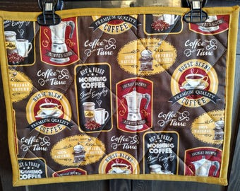 Coffee brown and beige quilted placemats (set of 4)