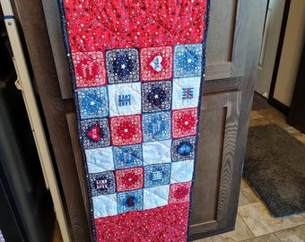 Stars and Stripes Patriotic Homemade Quilted Table runner