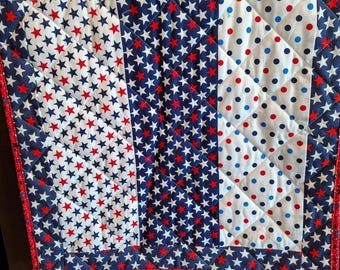 Stars and Stripes Patriotic Homemade Quilted Table topper