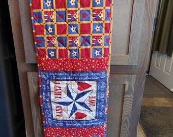Stars and Stripes Patriotic Homemade Quilted Table runner