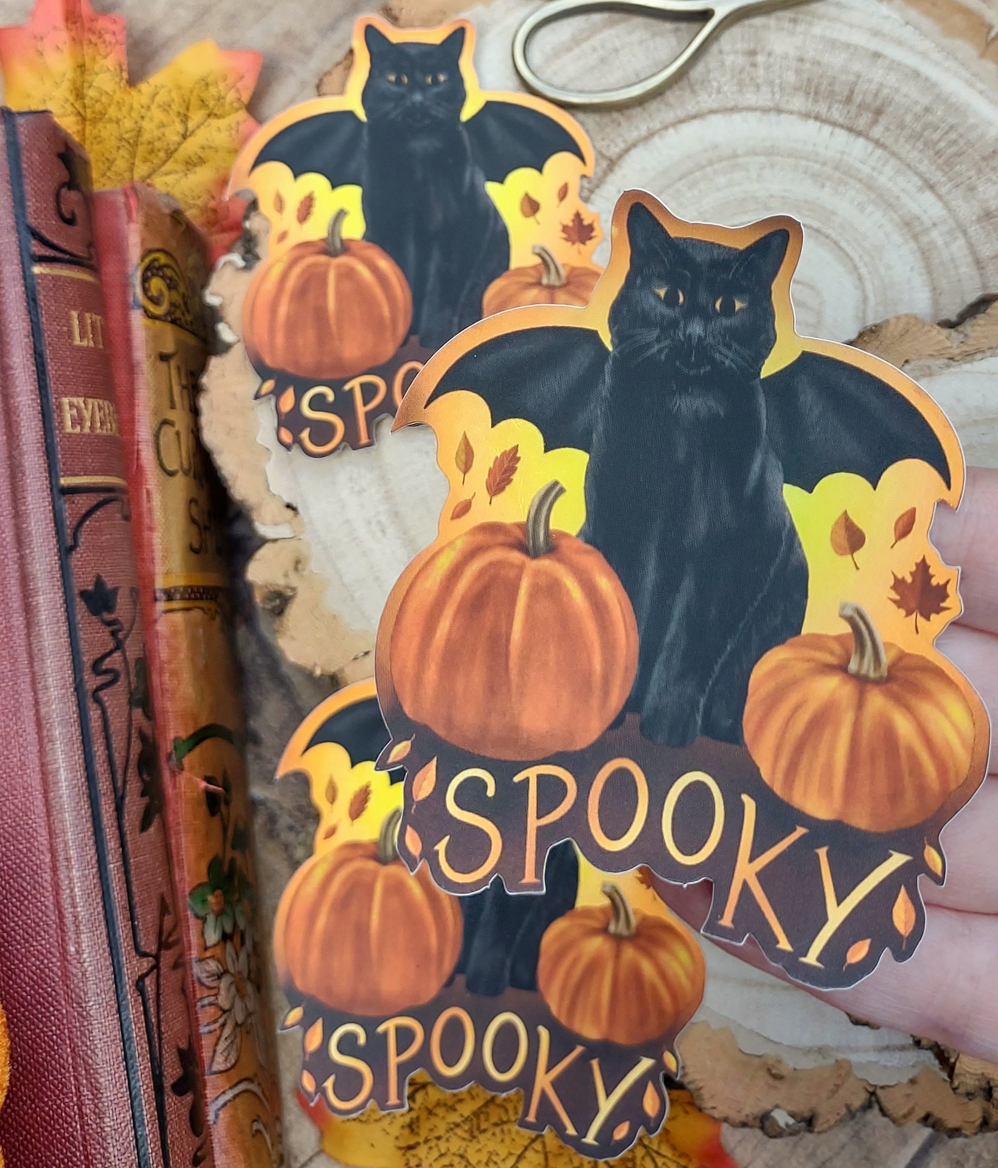 Spooky Black Cat Vinyl Sticker (bat-cat) Gothic Cat Illustration ...