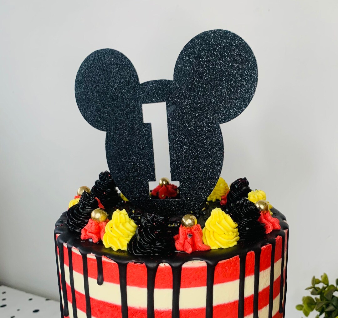 Personalised Age Glitter Micky Mouse Cake Topper Gift Birthday Tags Etsy
