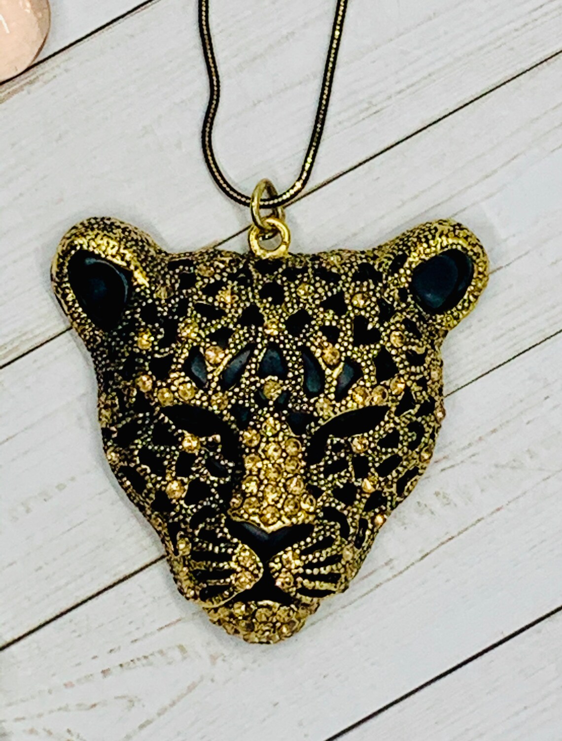 Vintage Rhinestone Cougar necklace Etsy