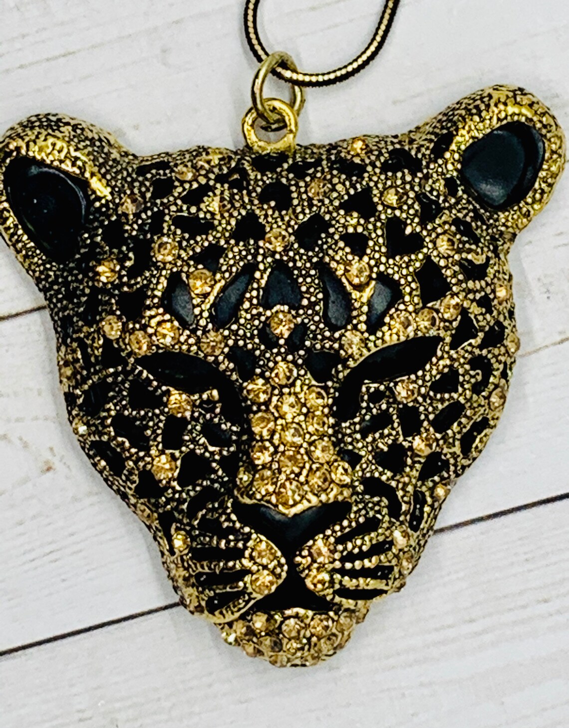 Vintage Rhinestone Cougar necklace | Etsy