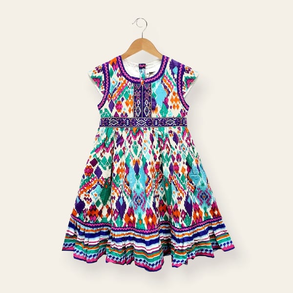 Kids Boho Festival Dress with Colourful Beads 3-11 years old  |  Wedding Dress  | Summer Dress