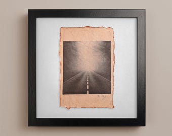 Polaroid Emulsion Lift "Strada per il nulla" su carta per acquerello 11 x 16 cm