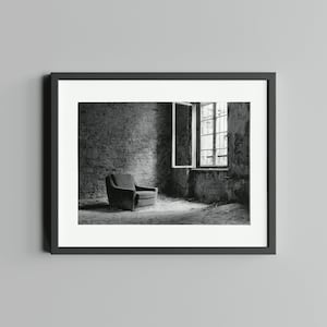 Schwarz-Weiß Fotografie Zimmer mit Aussicht, Druck auf FineArt Baryta Bild 1