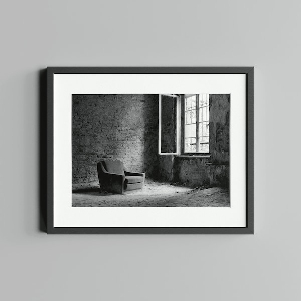 Schwarz-Weiß Fotografie "Zimmer mit Aussicht", Druck auf FineArt Baryta