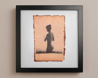 Polaroid Emulsion Lift "Woman I" on watercolor paper 11 x 16 cm