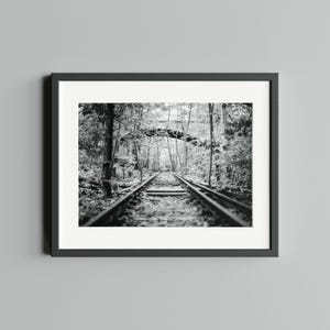 Black and white photograph "Railroad to nowhere", print on fine art baryta paper in sizes A4 and A3.