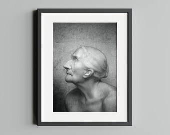 Black and white photography "Portrait of an old woman", printed on FineArt Baryta