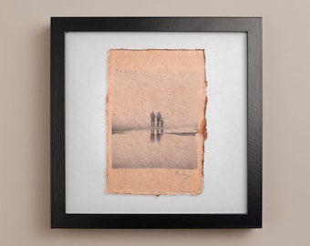 Polaroid Emulsion Lift "Im Nebel" auf Aquarellpapier 11x16 cm