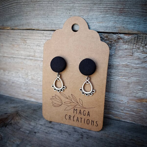 Fabric earrings with soft stainless steel rod for sensitive ears