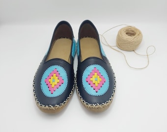 Woman Flat Leather Earthing Shoes, Grounding Shoes, Handmade Leather Shoes, Barefoot Shoes woman,  Comfy Slip On