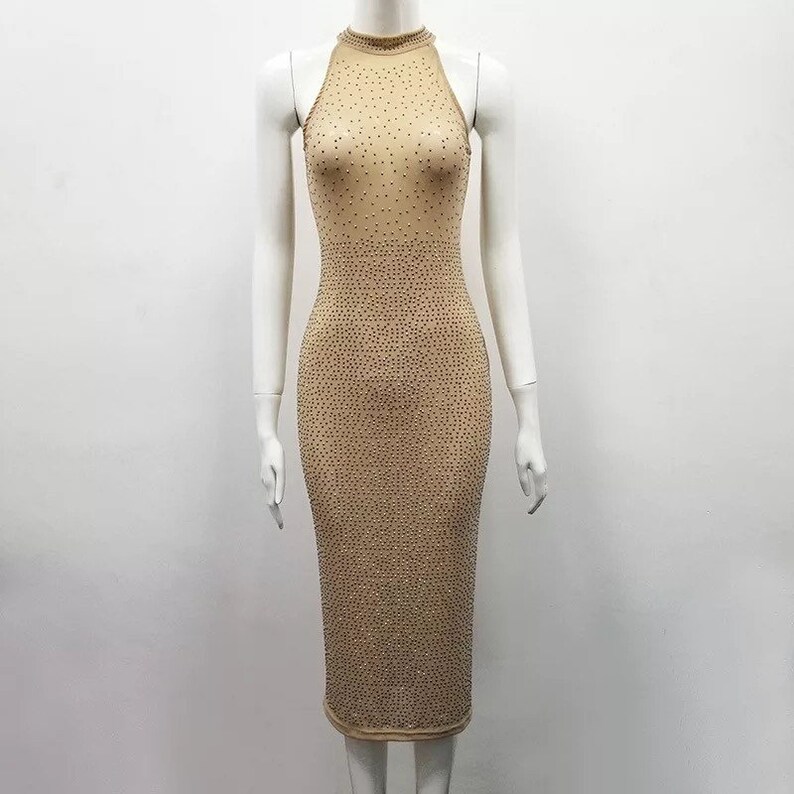 sheer rhinestone dress
