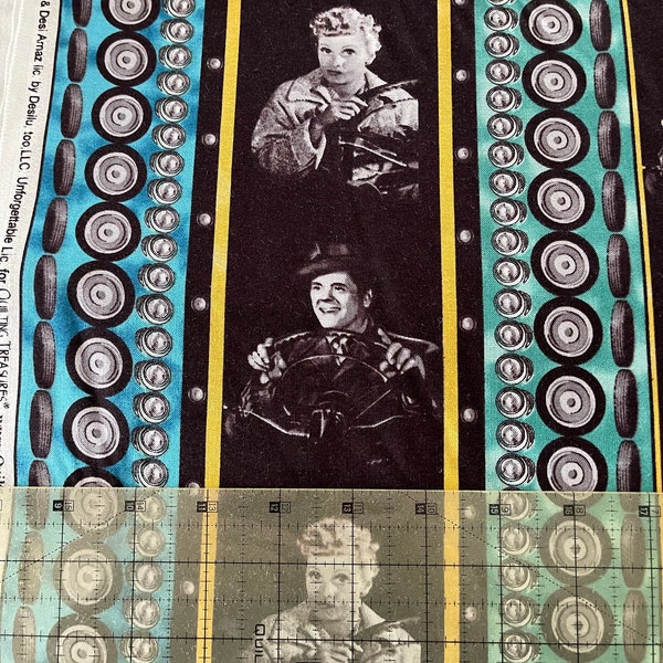 I Love Lucy Fabric – © CBS Lucille Ball & Desi Arnaz Lic. By Desilu, too LLC. Unforgettable Lic for Quilting Treasures -1/2 yard