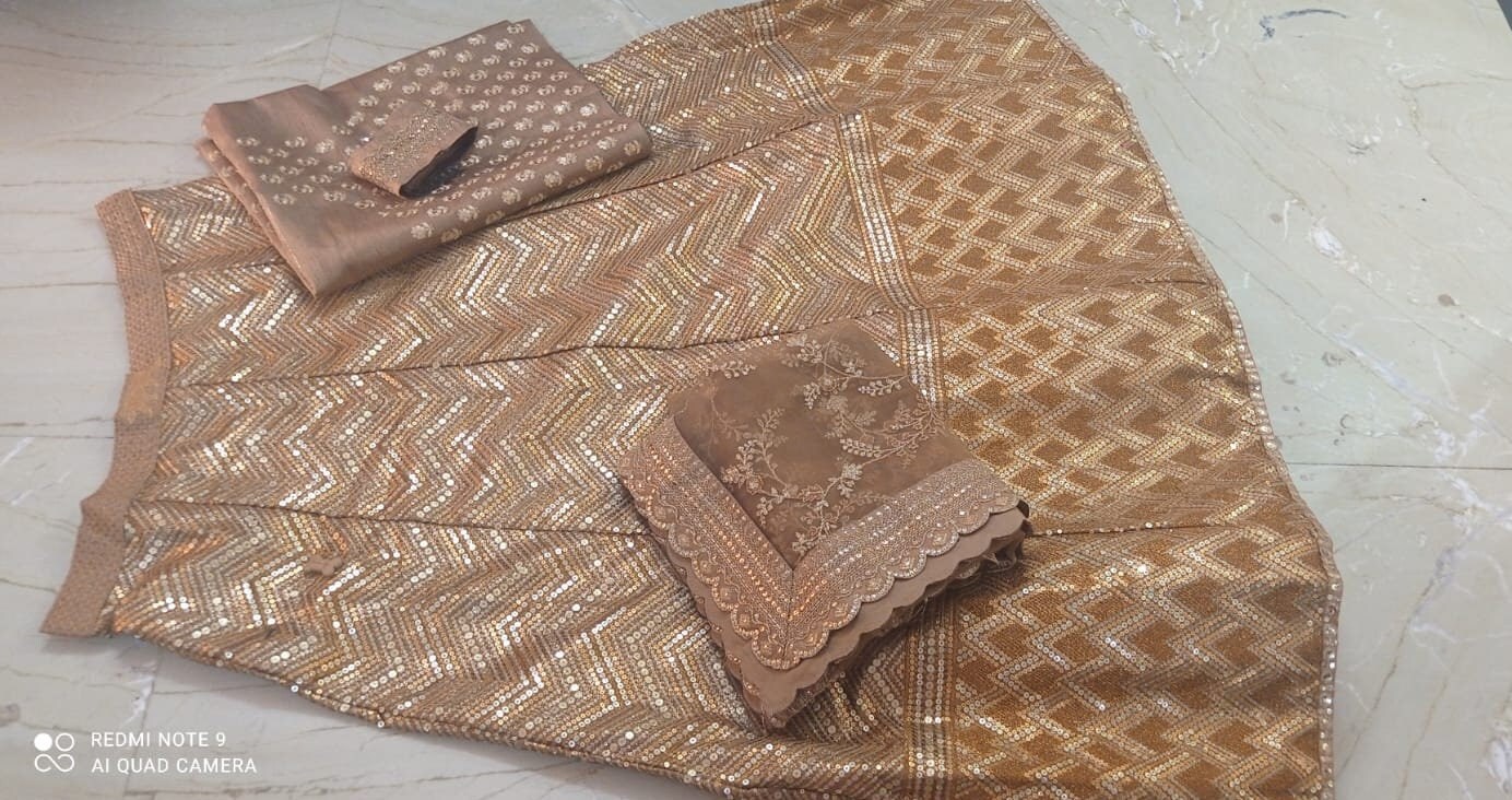 Bronze and Golden Lehenga Choli Silk Lehenga With All Over Etsy