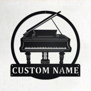 Custom Grand Piano Metal Wall Art, Personalized Grand Piano Name Sign Decoration For Room, Grand Piano Home Decor, Custom Grand Piano