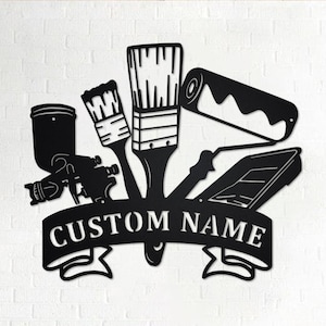 Custom Wall Painting Tools Metal Wall Art, Personalized Painter Name Sign Decoration For Room, Wall Painting Metal Home Decor,Custom Painter