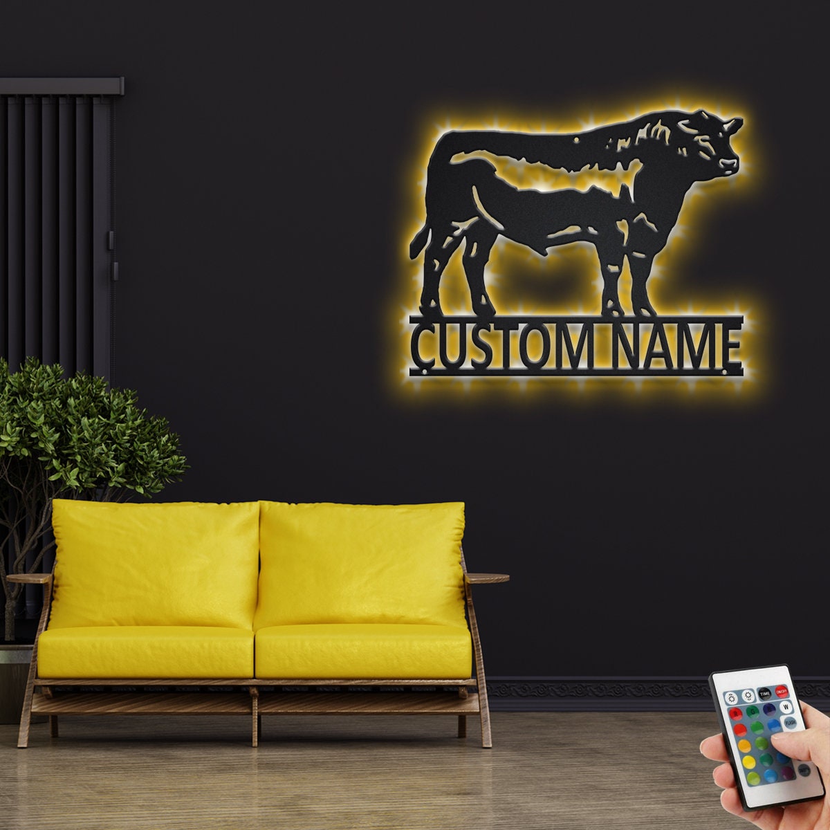Custom Black Angus Bull Metal Wall Art With LED Light - Etsy