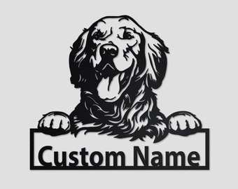 Cartello in metallo personalizzato con Golden Retriever: decorazione murale personalizzata per cani
