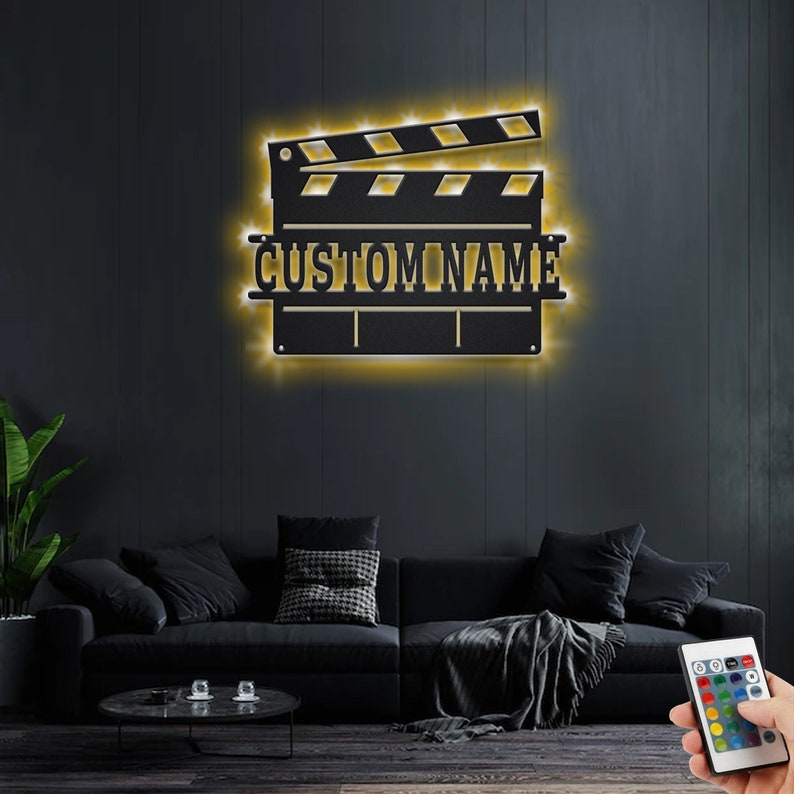 Custom Clapperboard Metal Wall Art With LED Light - Etsy