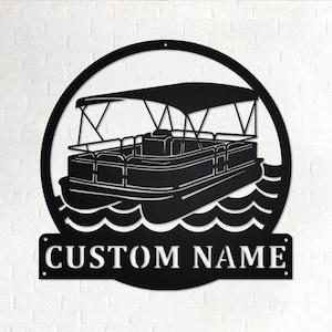 Custom Pontoon Boat Metal Wall Art, Personalized Pontoon Boat Name Sign Decoration For Room, Pontoon Boat Home Decor, Custom Pontoon Boat