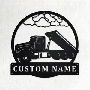 Custom Roll Off Truck Metal Wall Art, Personalized  Truck Driver Name Sign Decoration For Room, Roll Off Truck Home Decor. Custom Truck