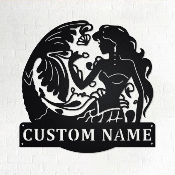 Mermaid Metal Art Etsy