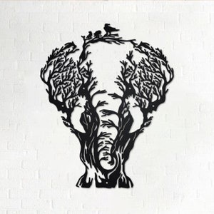 Elephant Tree Metal Wall Art, Elephant Tree Sign Decoration For Room, Elephant Tree Home Decor, Elephant Lover Gift, Elephant Tree Decor