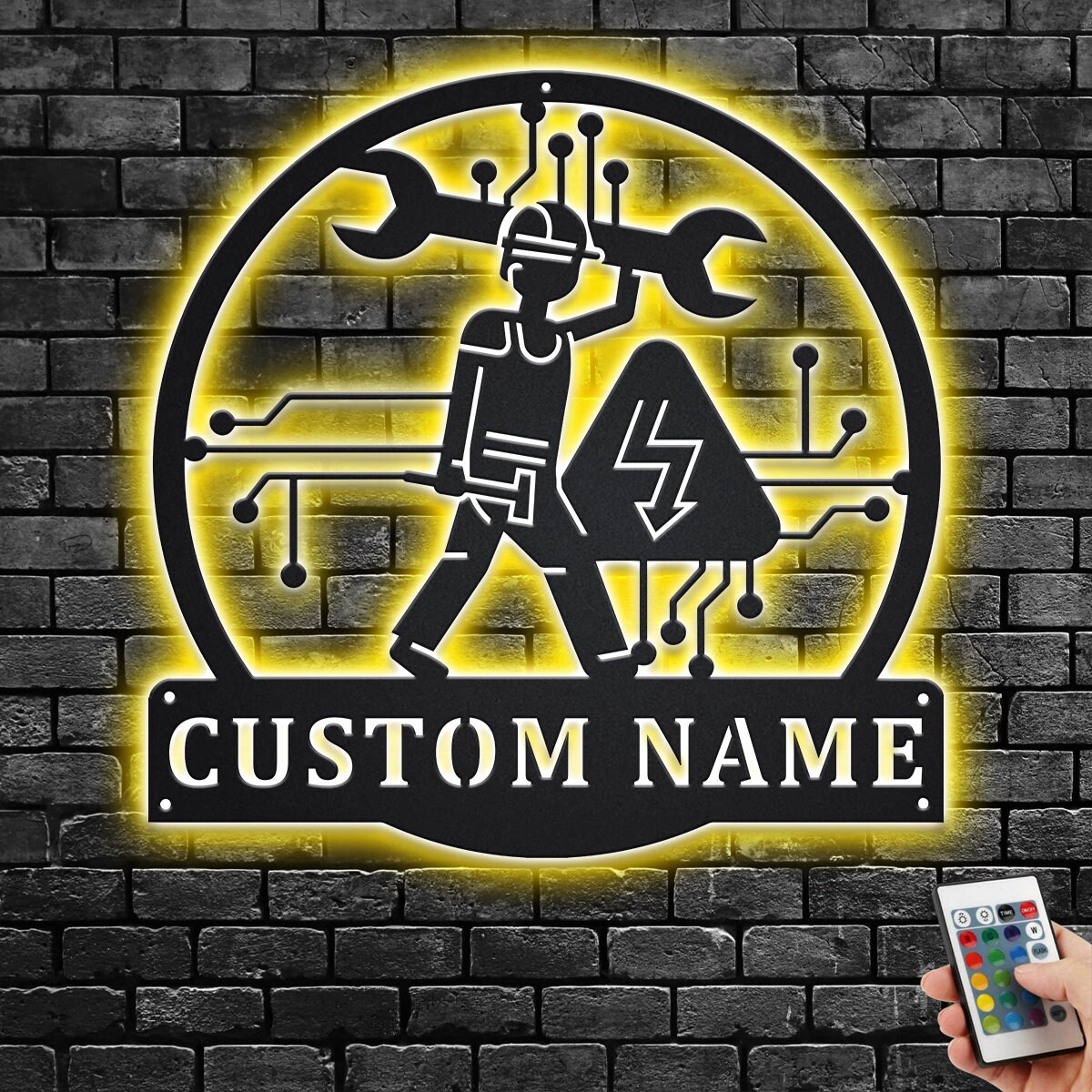 Custom Electrical Engineering Metal Wall Art With LED Light, Personalized Electrical Engineering Name Sign Decoration For Living Room