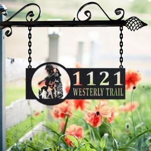 Personalized Fireman Metal Address Sign House Number Hanging Address Plaque Yard Sign, Outdoor Sign Garden Stake, Metal Address Sign