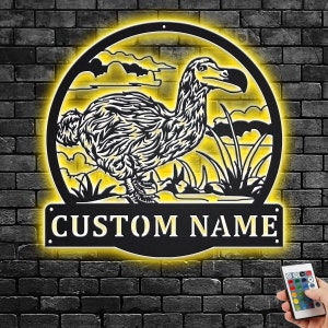 Custom Dodo Metal Wall Art With LED Light, Personalized Dodo Name Sign Decoration For Room, Dodo Metal Home Decor, Custom Dodo, Dodo Animals