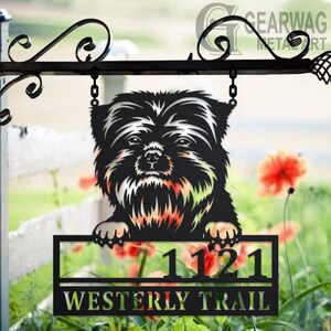 Personalized Affenpinscher Dog Metal Address Sign House Number Hanging Address Plaque Yard Sign, Outdoor Sign Garden Stake,Address Name Sign