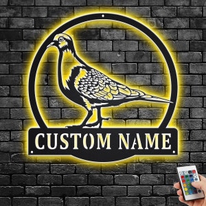 Custom Dove Metal Wall Art With LED Light, Personalized Dove Name Sign Decoration For Room, Dove Metal LED Decor, Custom Dove, Dove Animals