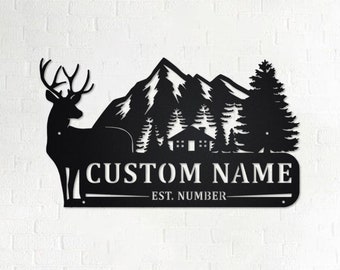 Custom Deer Family Metal Sign: Personalized Home Decor